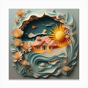 Nice Landscape In Paper Art Work Canvas Print