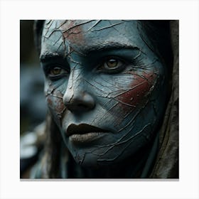 Close Up On A Weathered Face Highlighting Deep Crevasses Speckled With Areas Of Skin Discoloration Canvas Print