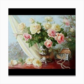 Roses In A Vase Canvas Print