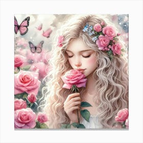 Roses And Butterflies Canvas Print