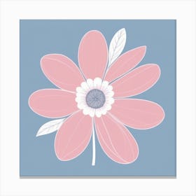 A White And Pink Flower In Minimalist Style Square Composition 372 Canvas Print