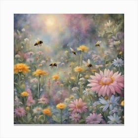 Bees In The Meadow Canvas Print