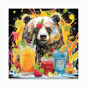 Abstract Colorful Bear Vibrant Paint Canvas Print