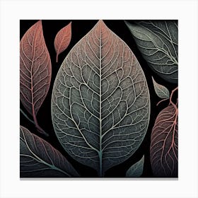 Leaves On A Black Background Canvas Print