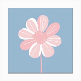 A White And Pink Flower In Minimalist Style Square Composition 252 Canvas Print