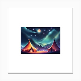 Tents Night Canvas Print