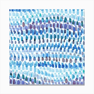 Artsy Strokes Stripes Blue Canvas Print