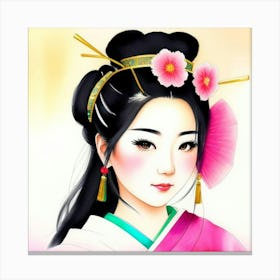 Petals of Japan: A Geisha in Bloom Canvas Print