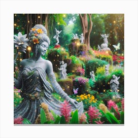 Magical Stone Princess In The Forest Canvas Print