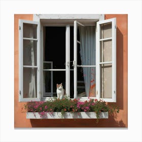 Cat In Window Canvas Print