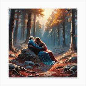 Couple In The Woods Canvas Print