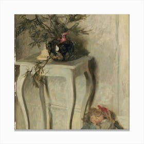 Child With A Christmas Tree Canvas Print