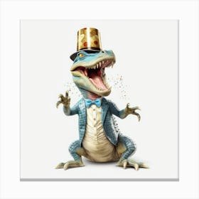 Dinosaur In A Hat Canvas Print