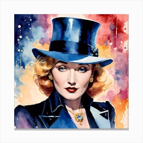 Marlene Dietrich With Top Hat Canvas Print
