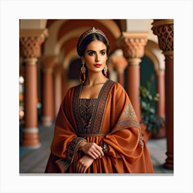 Russian Woman In Traditional Costume Canvas Print