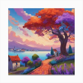 Dreamscape Pathway A Vibrant Landscape Inspired By Van Gogh (2) Canvas Print