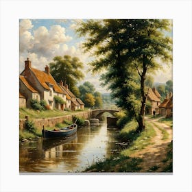 Village By The Canal Canvas Print