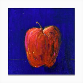 Red Apple On Blue Square Canvas Print