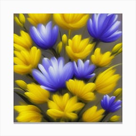 Yellow And Blue Flowers Canvas Print