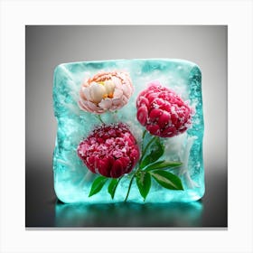 Peonies On Ice Canvas Print