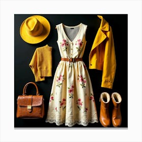 Yellow Dress And Hat Canvas Print