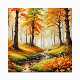 Forest In Autumn In Minimalist Style Square Composition 326 Canvas Print