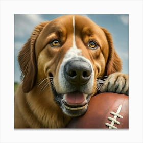 Dog With Football 1 Canvas Print