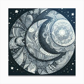 Moon And Stars 8 Canvas Print