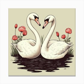 Swans Cartoon 1 Leinwandbild