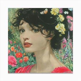 Girl In A Garden 19 Canvas Print