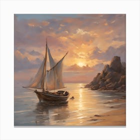 Sailboat At Sunset Canvas Print