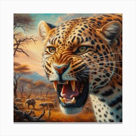 Leopard Roaring Canvas Print