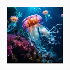 Jellyfish In The Sea Canvas Print