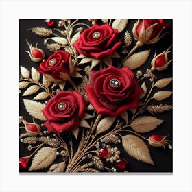Roses embroidered with beads 2 Canvas Print