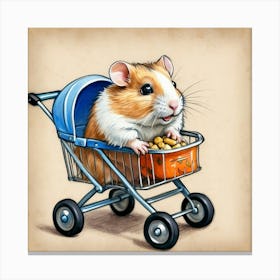 Hamster In A Shopping Cart 7 Canvas Print