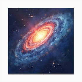 Watercolor Galaxy With Radiant, Swirling Cosmic Dust 1 Canvas Print