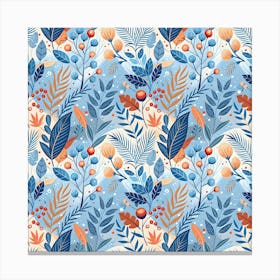 Berries Foliage Pattern Canvas Print