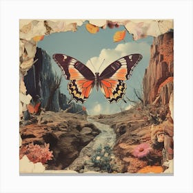 Butterfly In The Desert Vintage Scrapbook 2 Canvas Print