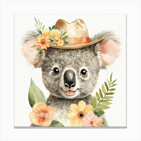 Floral Baby Koala Nursery Illustration (17) 1 Canvas Print