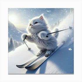 Snow Cat On Skis Canvas Print