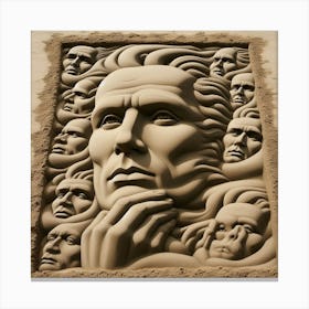 Sand Sculpture Of A Man,Legacy in Sand, Inspired by René Magritte & MC Escher Canvas Print