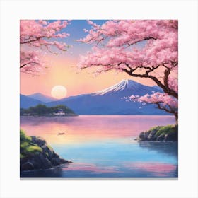 Japanese Sakura In Island Canvas Print