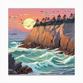 Ocean Sunset Beach Art Print (3) Canvas Print