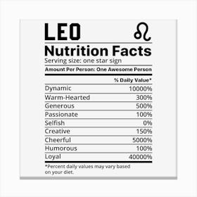 Leo Nutrition Facts Canvas Print