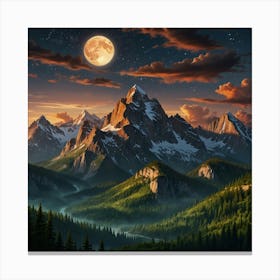 Mountain Landscape At Night 1 Canvas Print