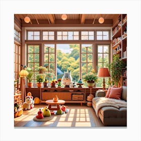 Totoro Living Room Canvas Print