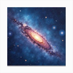 Watercolor Galaxy Featuring Vivid Star Constellations 1 Canvas Print