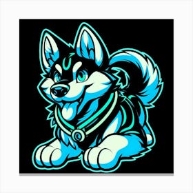 Neon Husky 4 Canvas Print