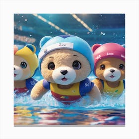 Teddy Bears Swimming Canvas Print