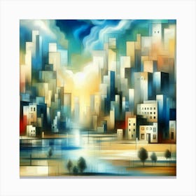 Abstract Cityscape Painting Canvas Print